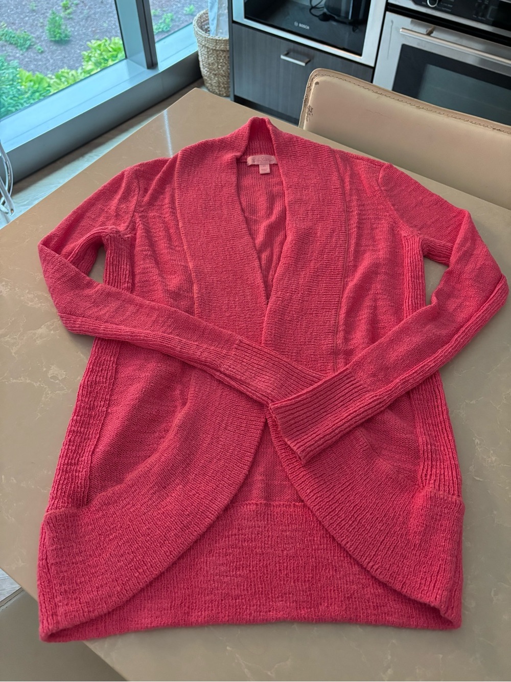 Lilly Pulitzer Bright Coral Open-Front Knit Cardigan